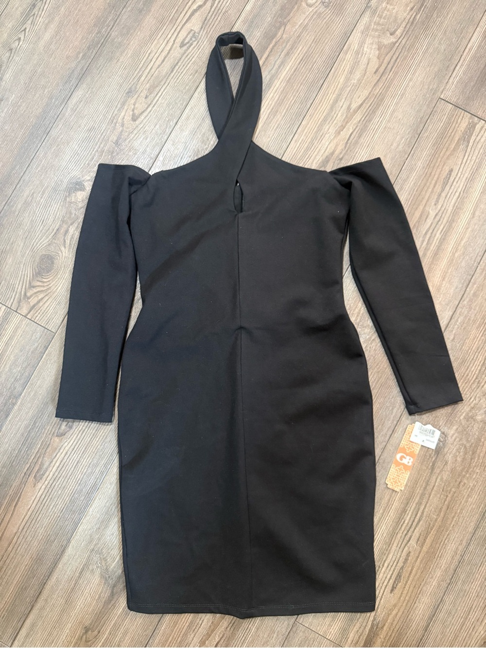 Gianni Bini GB Black Halter Off Shoulder Long Sleeve Bodycon Dress NWT Small